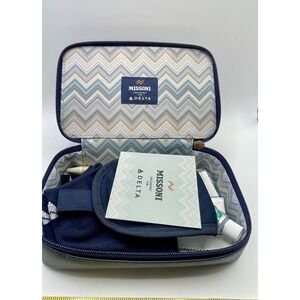 Missoni Navy Blue Chevron Embossed Travel Case With Travel Essentials.